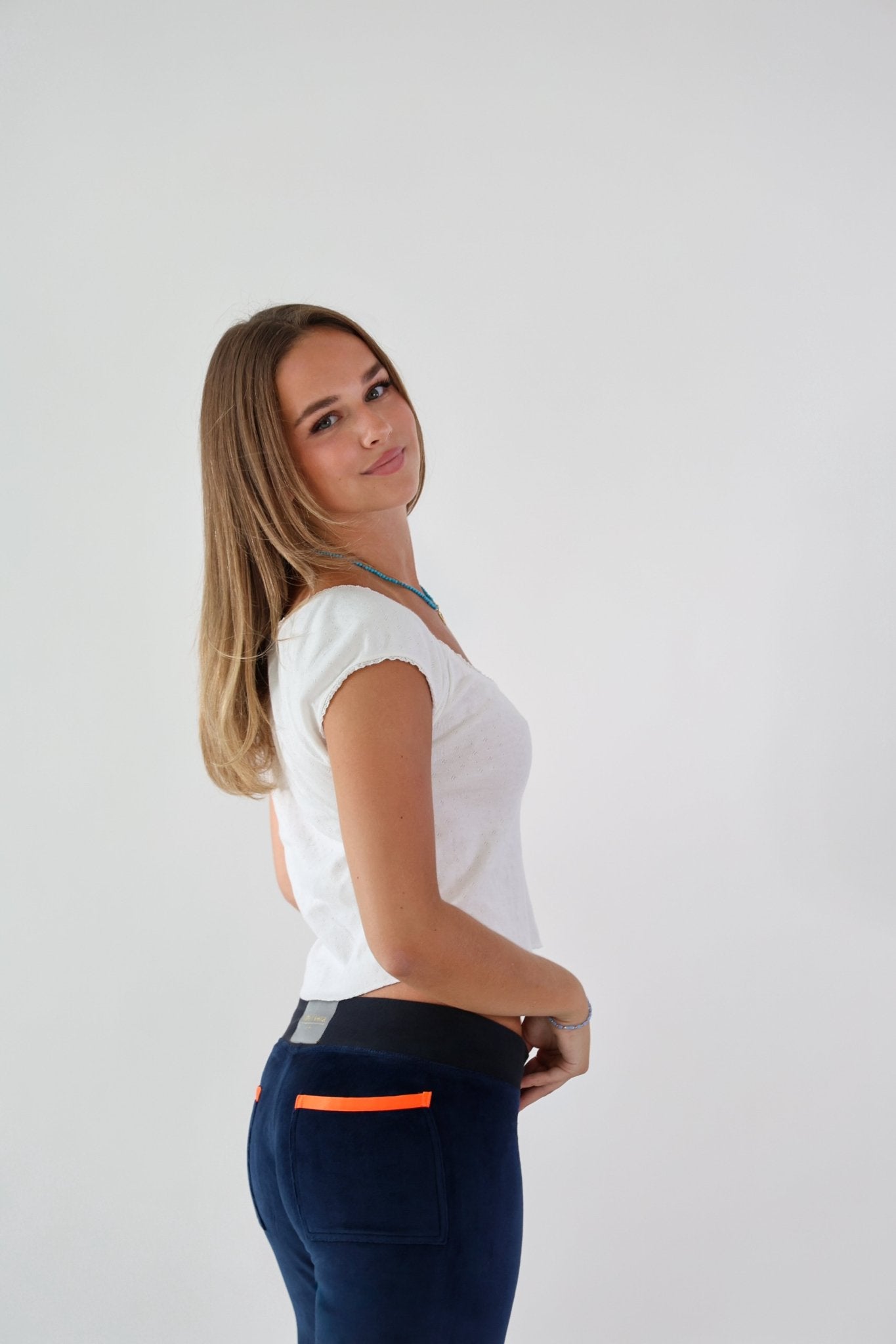 Allegra Jogger Dark Navy / Neon Orange - Babble & Goose
