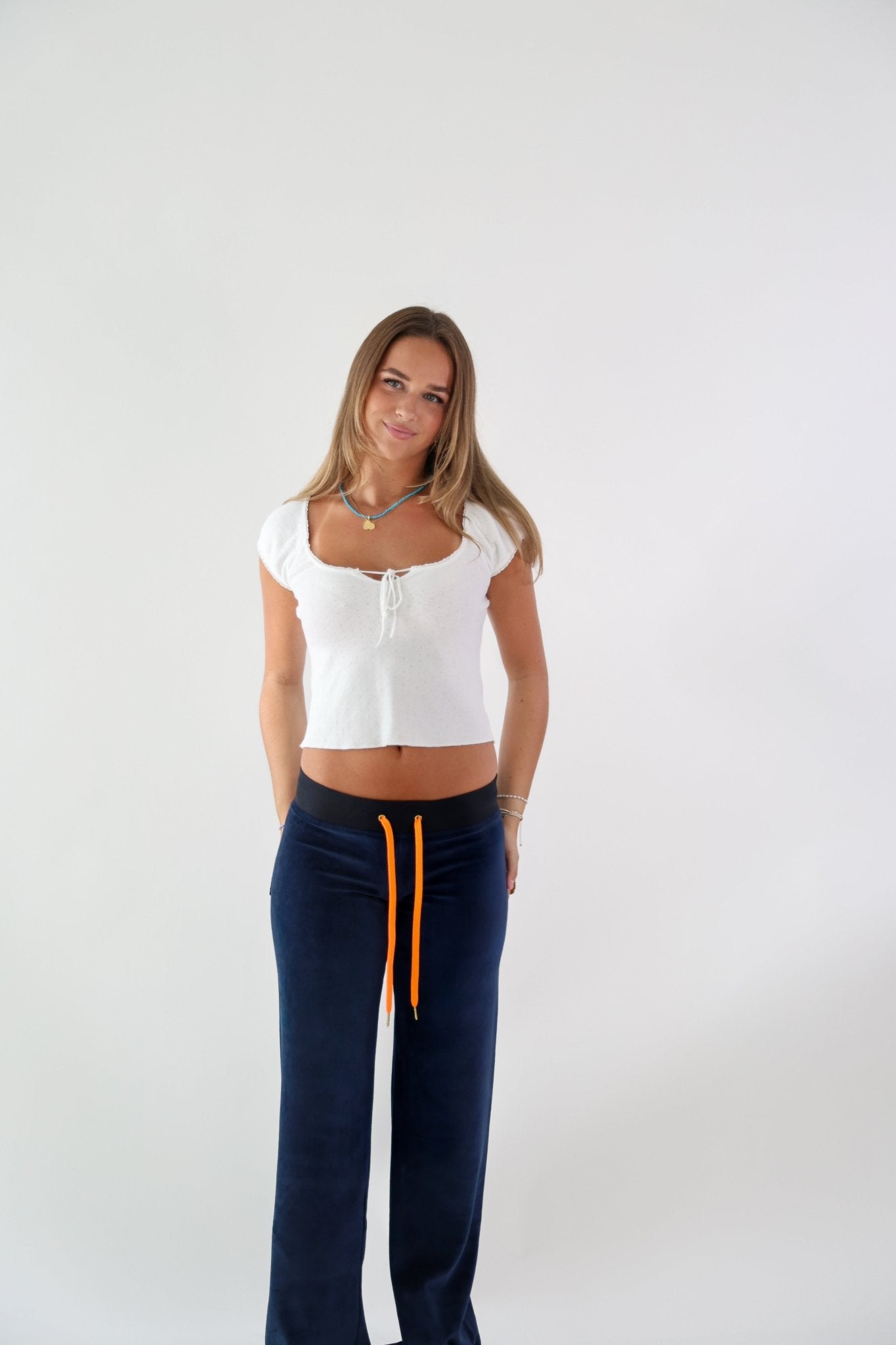 Allegra Jogger Dark Navy / Neon Orange - Babble & Goose