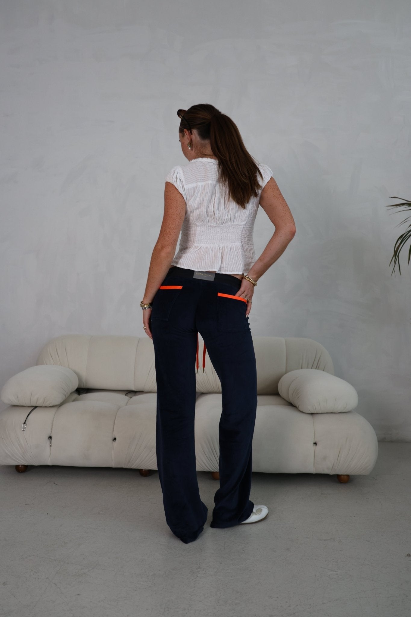 Allegra Jogger Dark Navy / Neon Orange - Babble & Goose