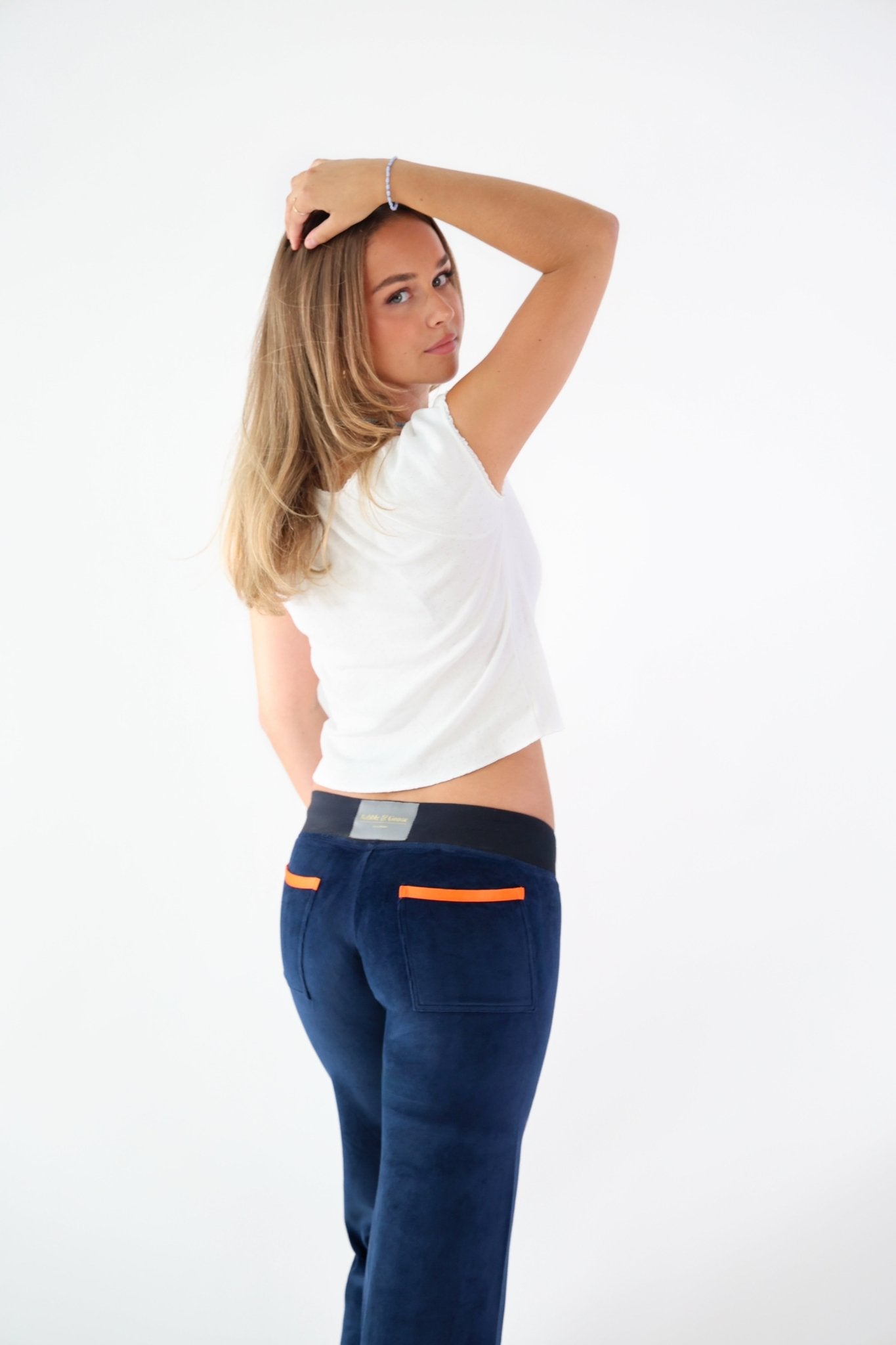 Allegra Jogger Dark Navy / Neon Orange - Babble & Goose