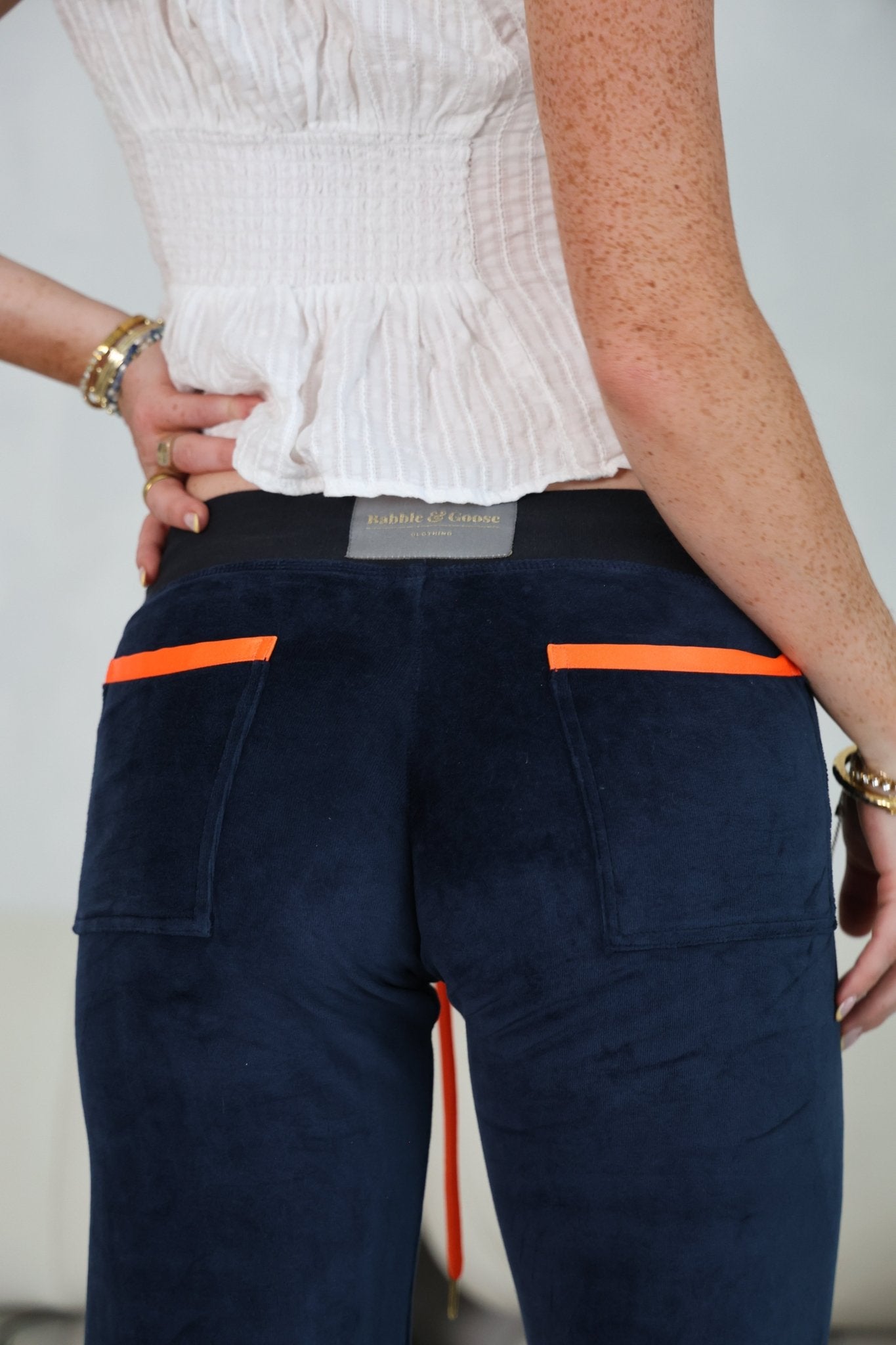 Allegra Jogger Dark Navy / Neon Orange - Babble & Goose