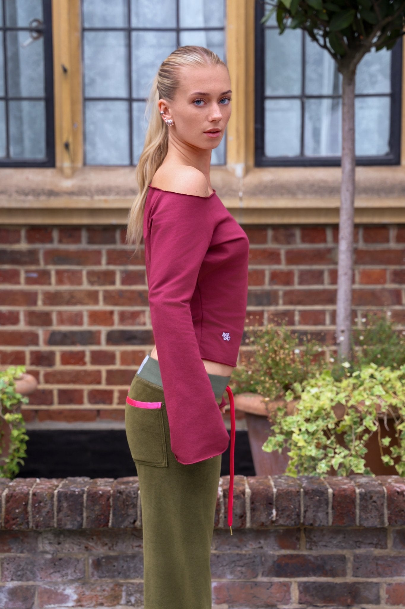 Allegra Jogger Olive / Raspberry - Babble & Goose