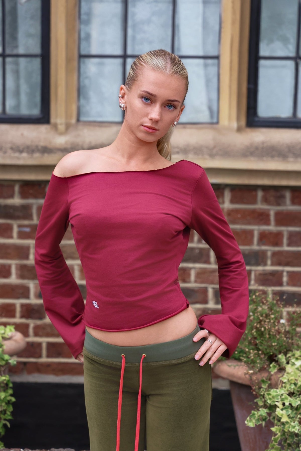 Allegra Jogger Olive / Raspberry - Babble & Goose