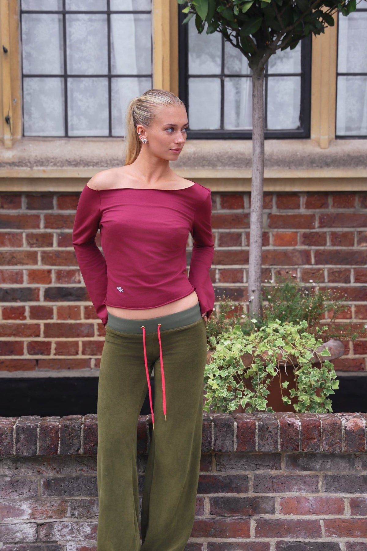 Allegra Jogger Olive / Raspberry - Babble & Goose