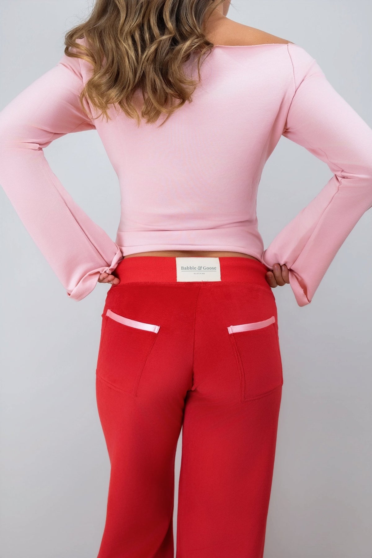 Allegra Jogger Poppy Red / Pale Pink - Babble & Goose