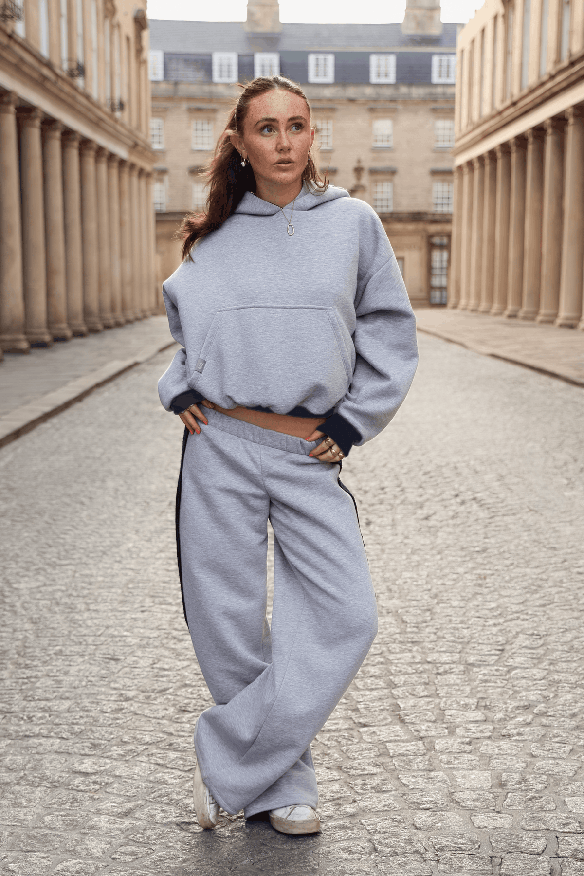 Daisy Jackson Light Grey Melange & Navy Jersey Joggers
