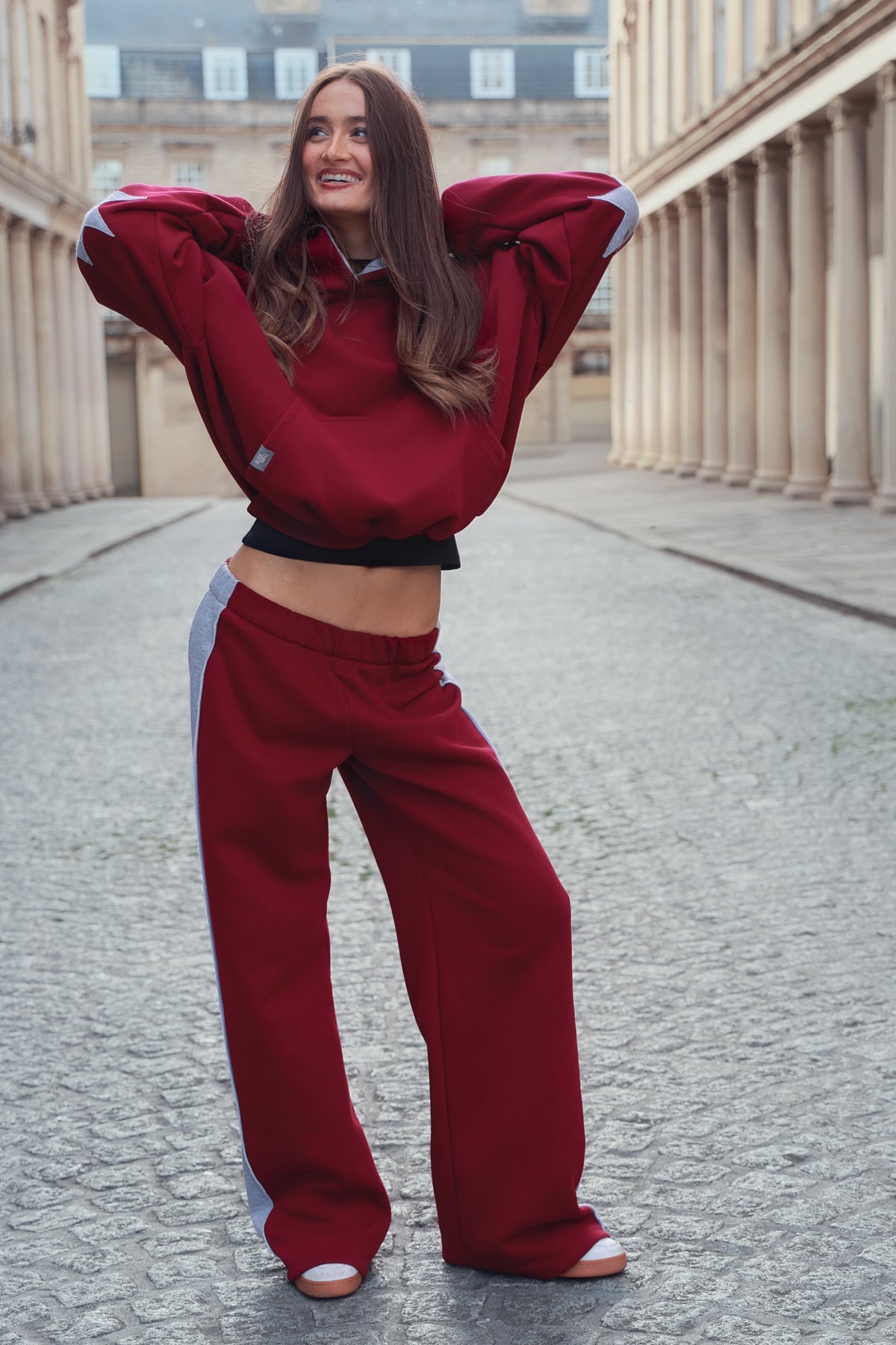 Daisy Jackson Bordeaux & Grey Jersey Joggers