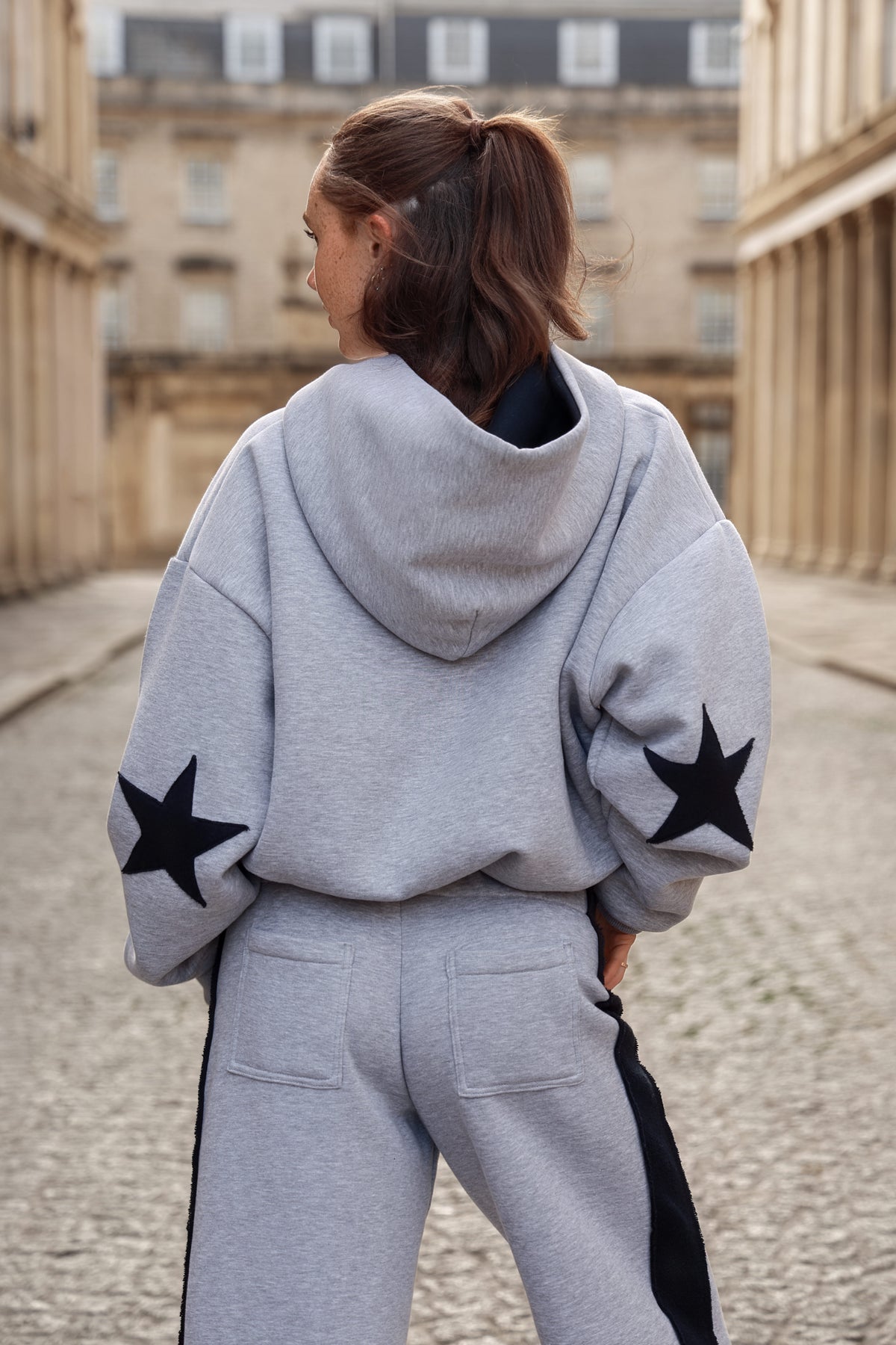Daisy Jackson Light Grey Melange & Dark Navy Jersey Hoodie
