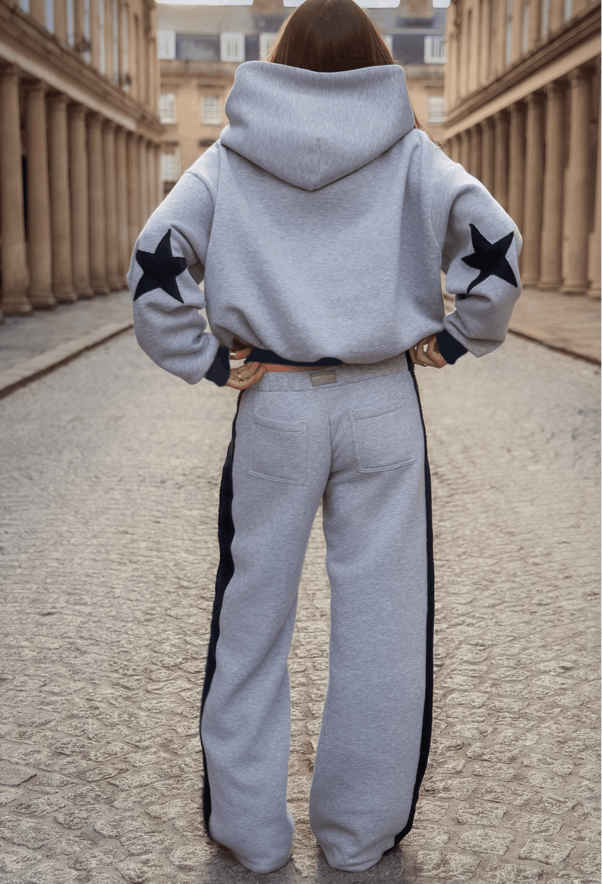 Daisy Jackson Light Grey Melange & Navy Jersey Joggers