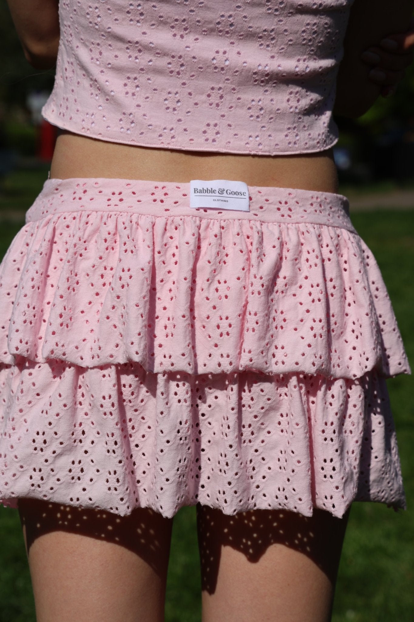 Lily Embroidered Skort - Pale Pink - Babble & Goose