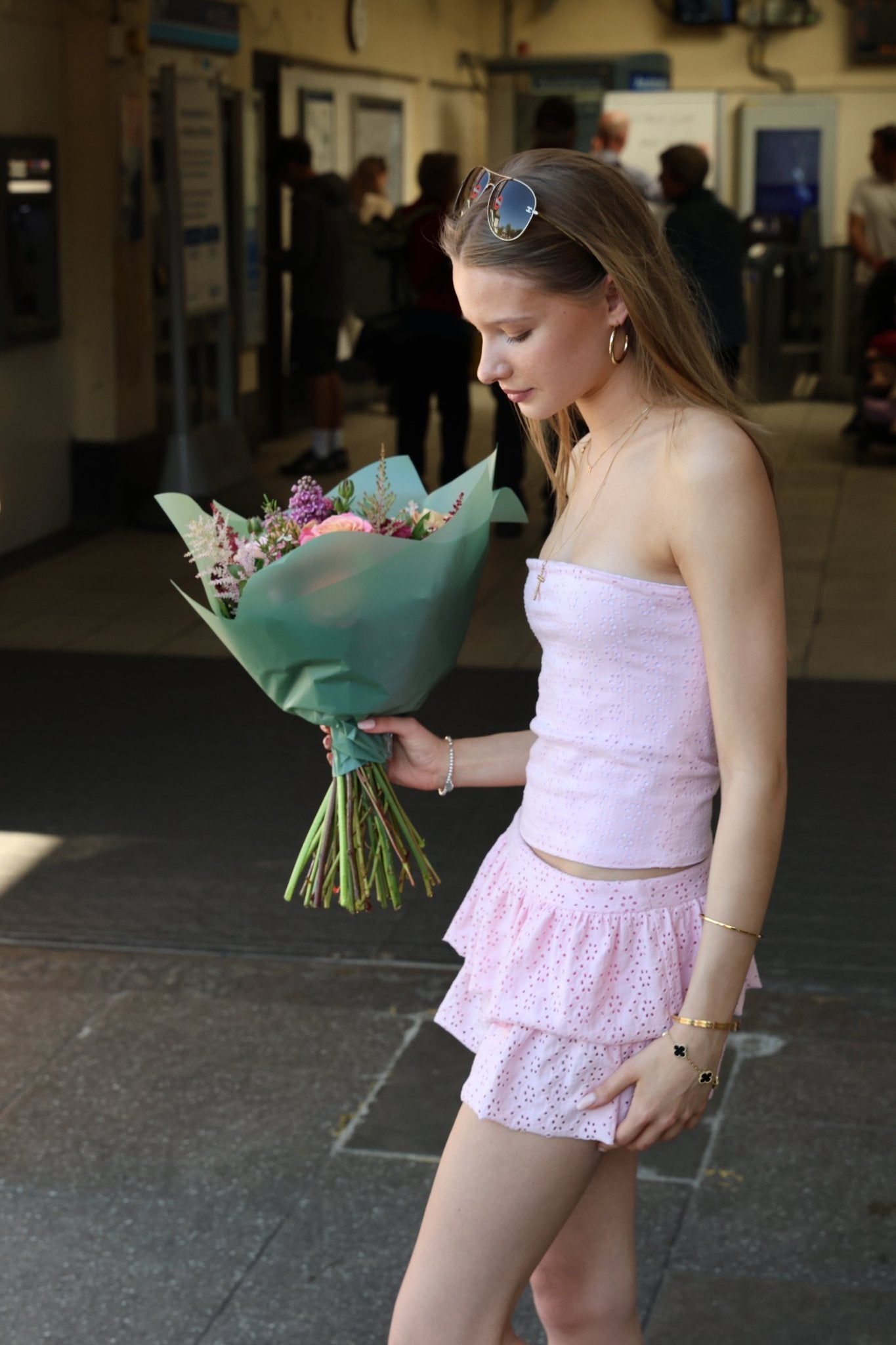 Lily Embroidered Skort - Pale Pink - Babble & Goose