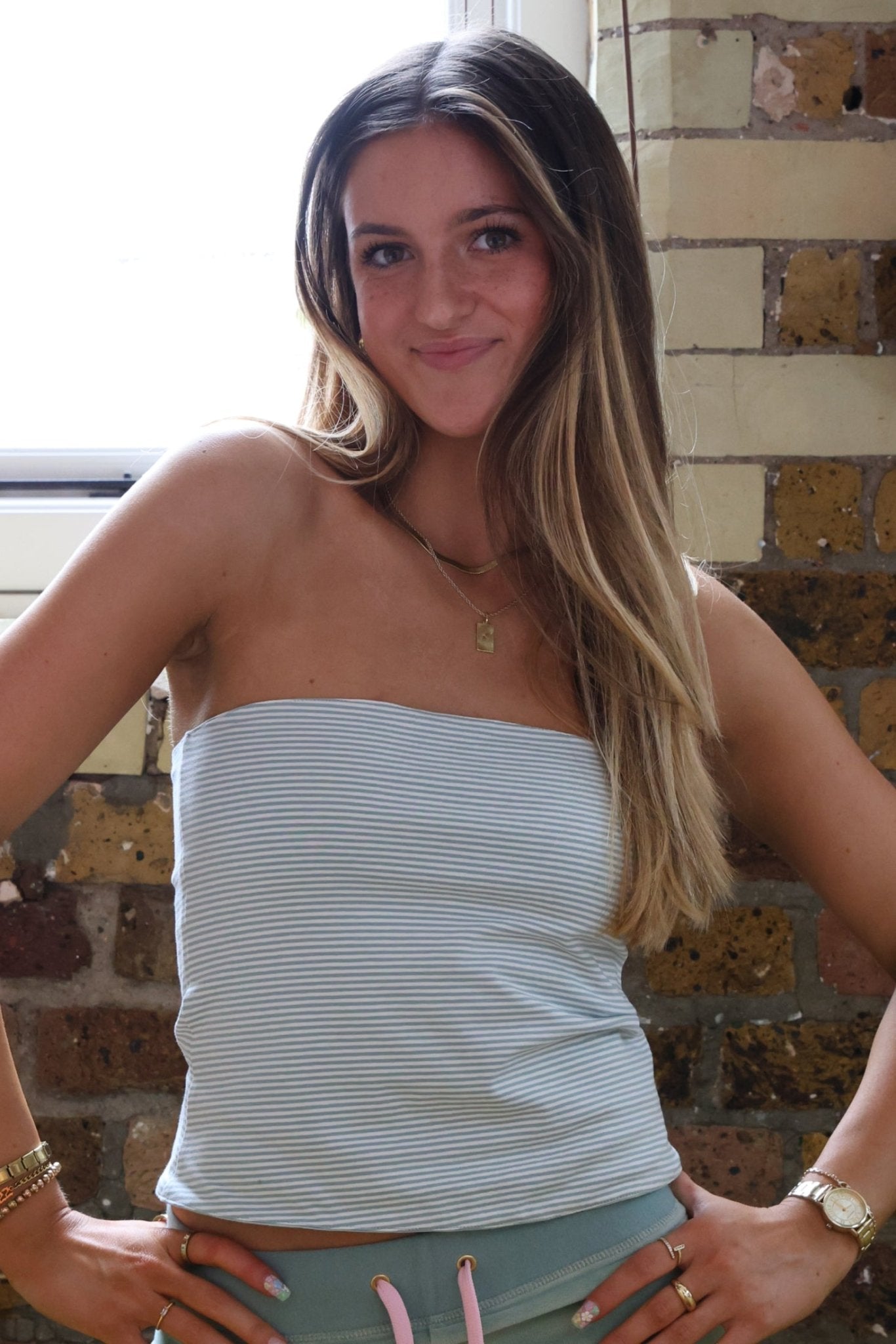 Reversible Jersey Bandeau Sage / Sage Stripe - Babble & Goose