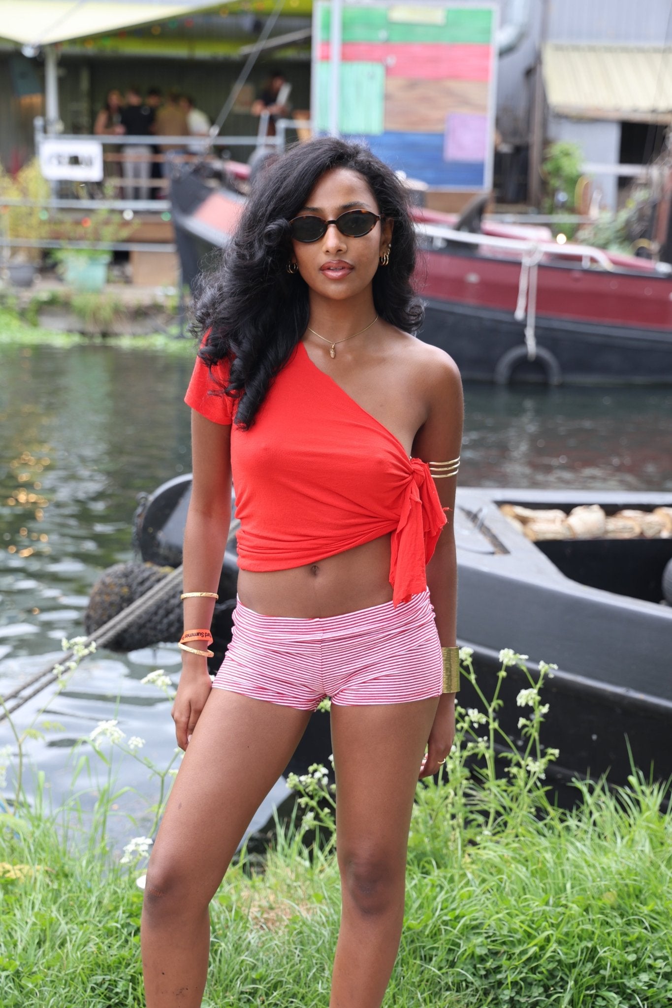 Sofia Star Stripe Shorts - Red / White Stripe - Babble & Goose