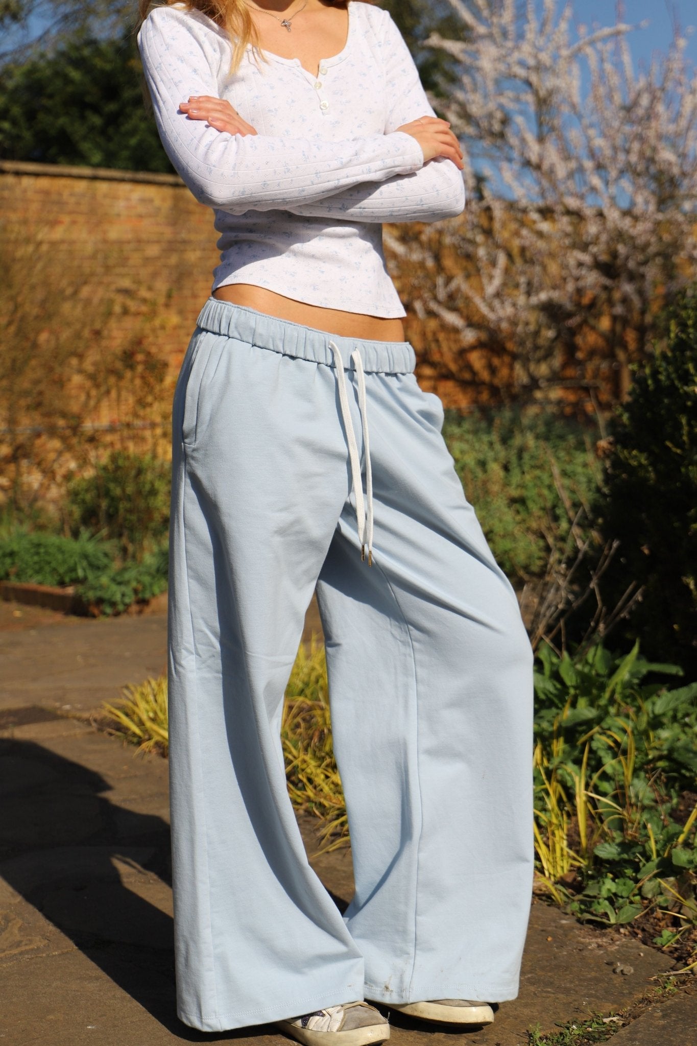 Tilly Wide Leg Joggers Dusky Blue - Babble & Goose