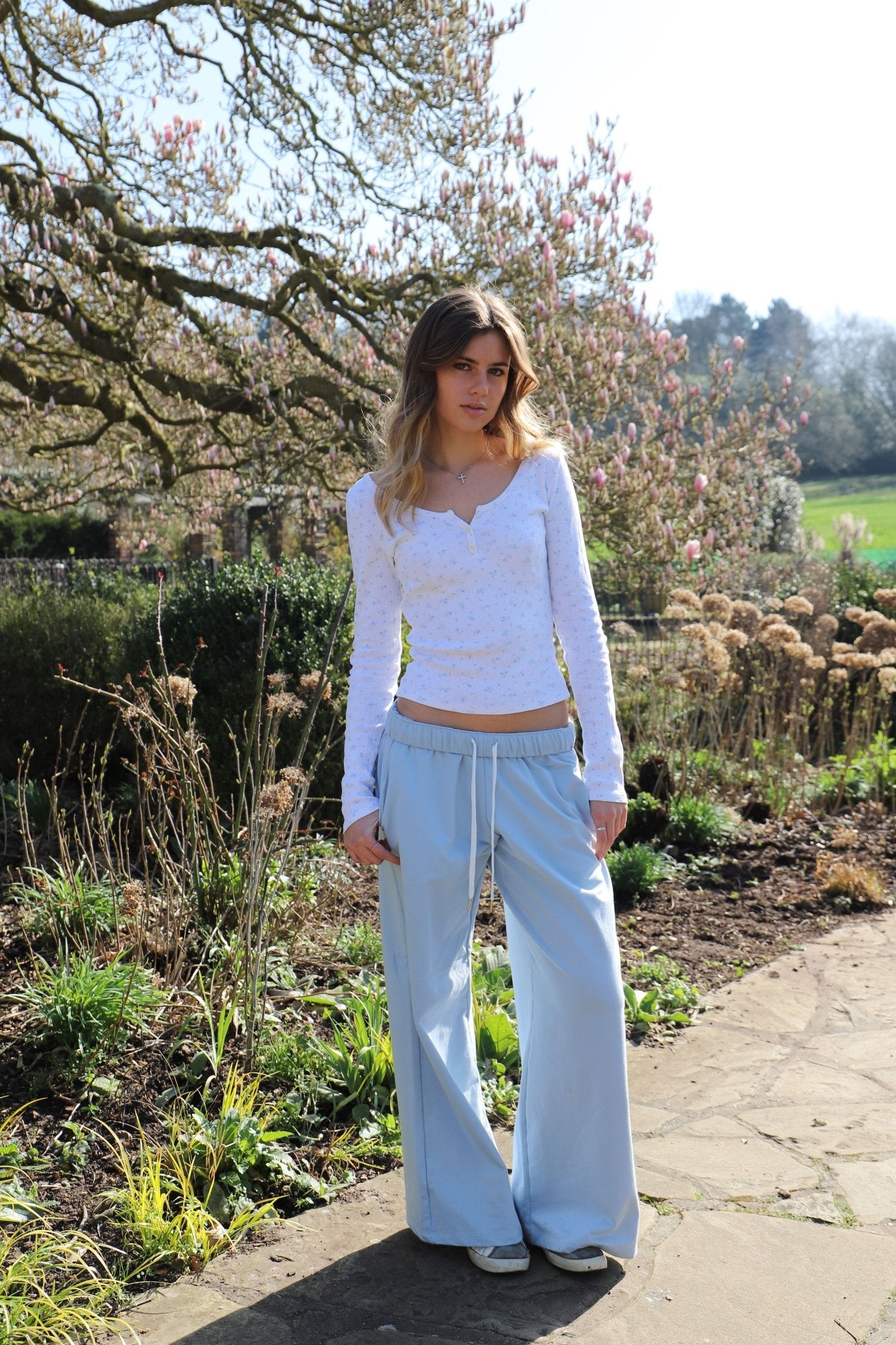 Tilly Wide Leg Joggers Dusky Blue - Babble & Goose