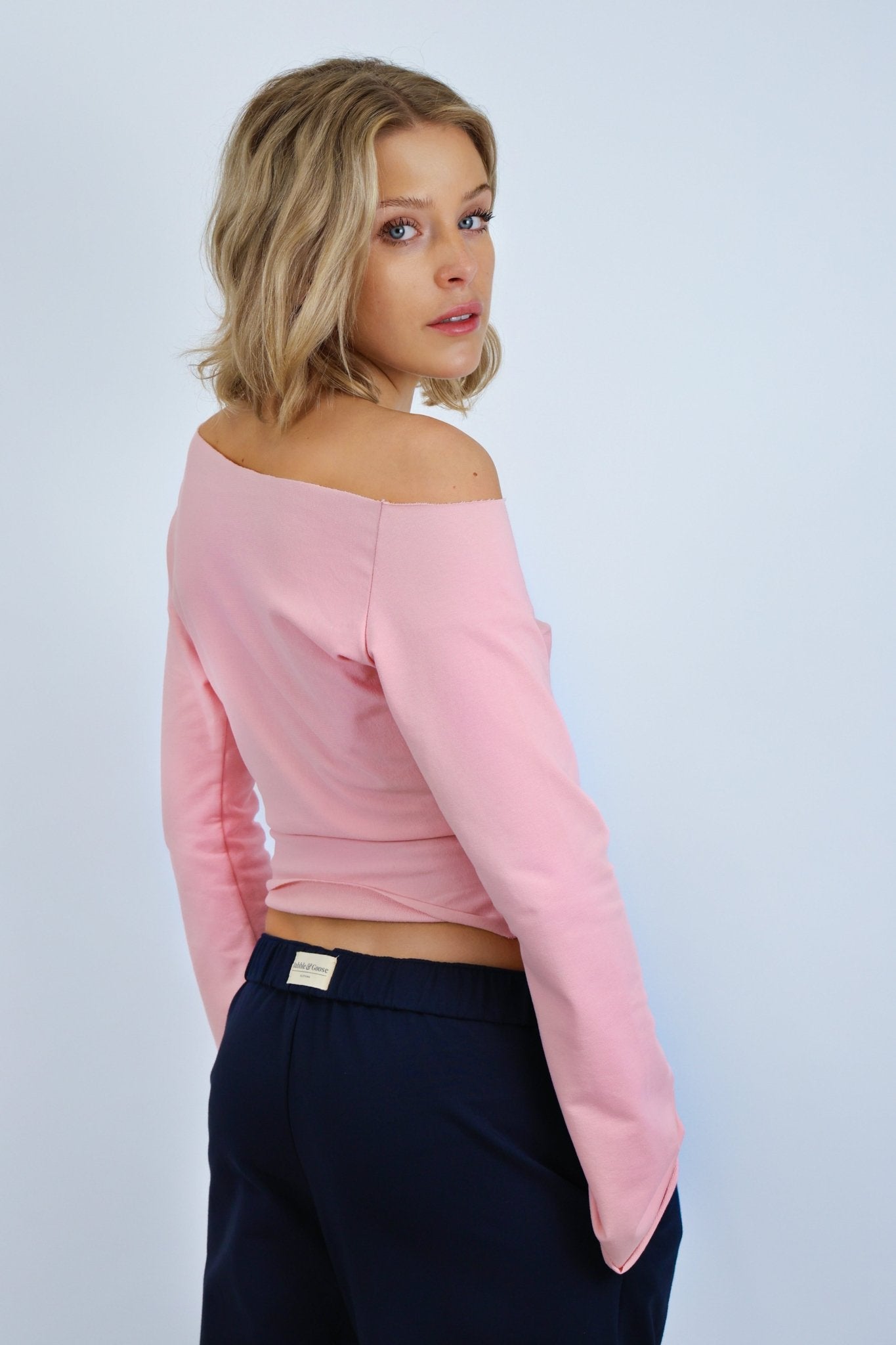 Tilly Wide Leg Joggers navy/pale pink - Babble & Goose
