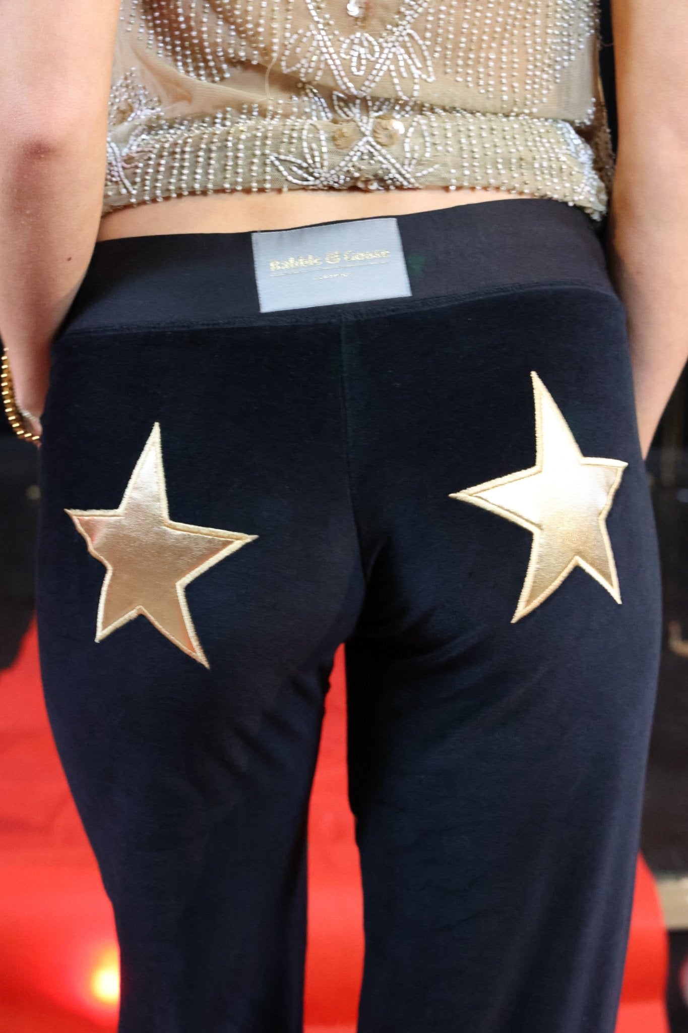 Velour Star Jogger Black / Gold - Babble & Goose