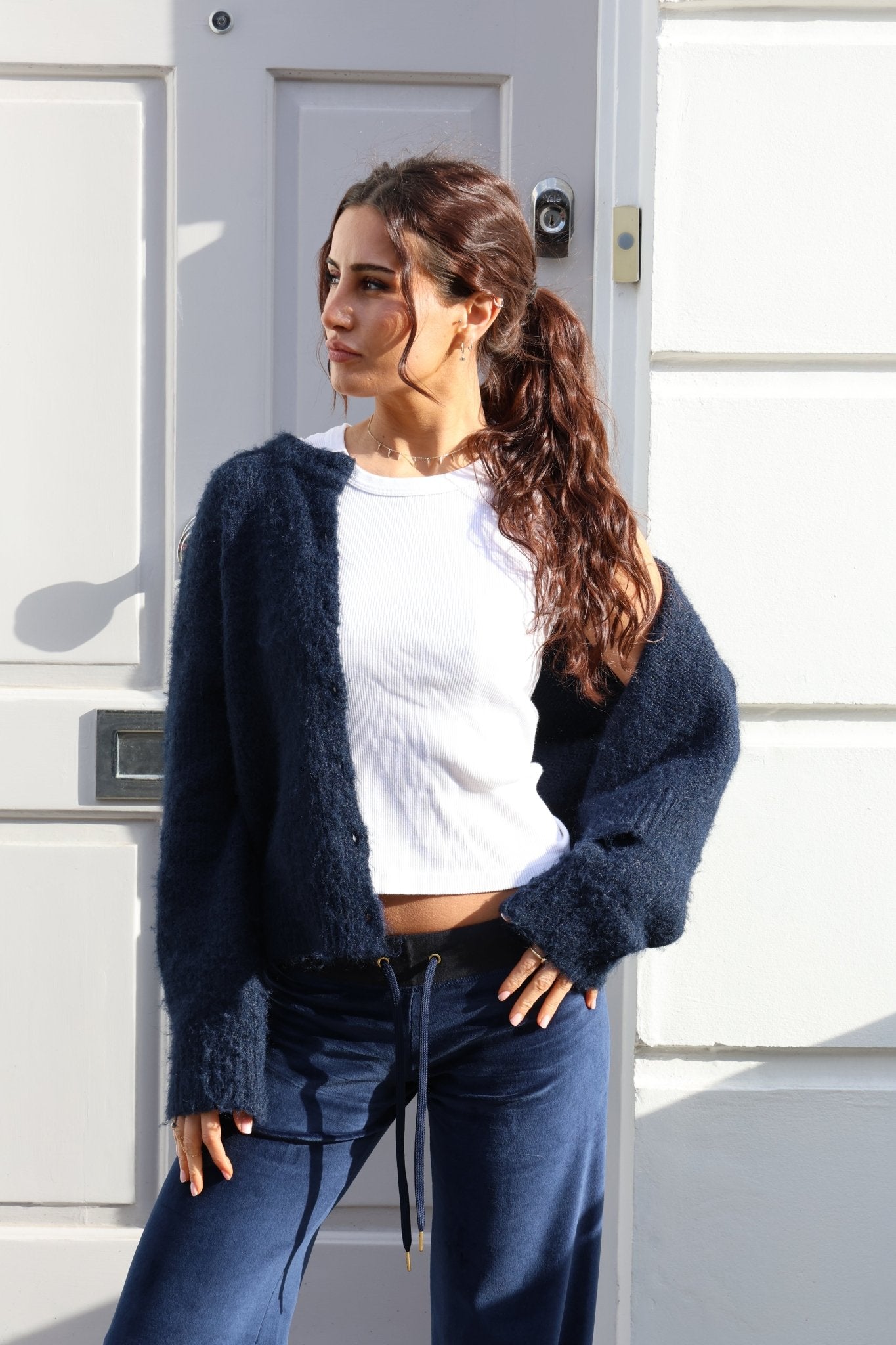 Velour Star Jogger - Navy / Cerise - Babble & Goose